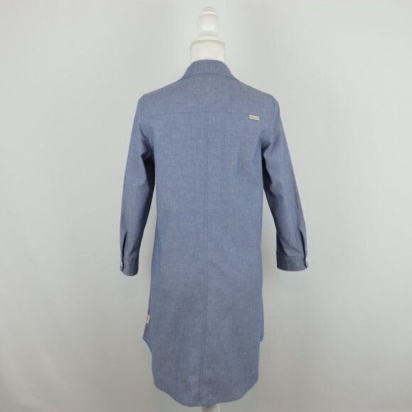 Icelantic Women's Large Blue Chambray Cotton 3/4 Sleeve Button Up Shirt Dress - Picture 3 of 10